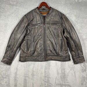Milwaukee Leather Jacket Womens 3XL Brown Distressed Cowhide Moto MLM2550